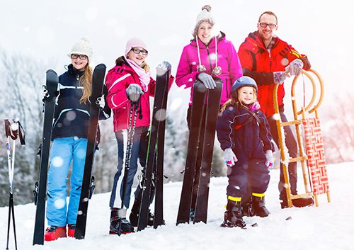 Family bonding in winter sports